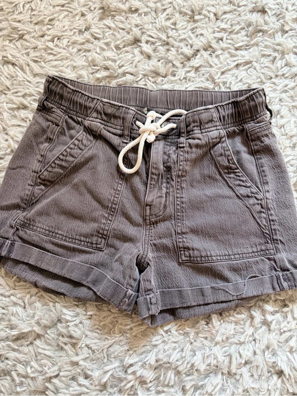 American Eagle Outfitters Gray Drawstring Twill Athletic Shorts